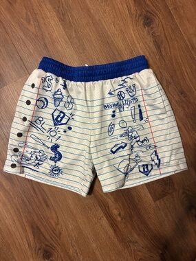 Awesome baseball Lifestyle 101 YL Blue & white Notebook Print Athletic Shorts